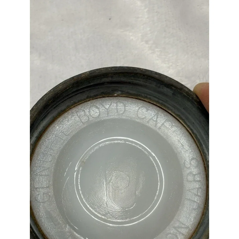 Vintage Atlas Zinc Lid Cap With Milk Glass Insert Mason Jar Genuine Canning